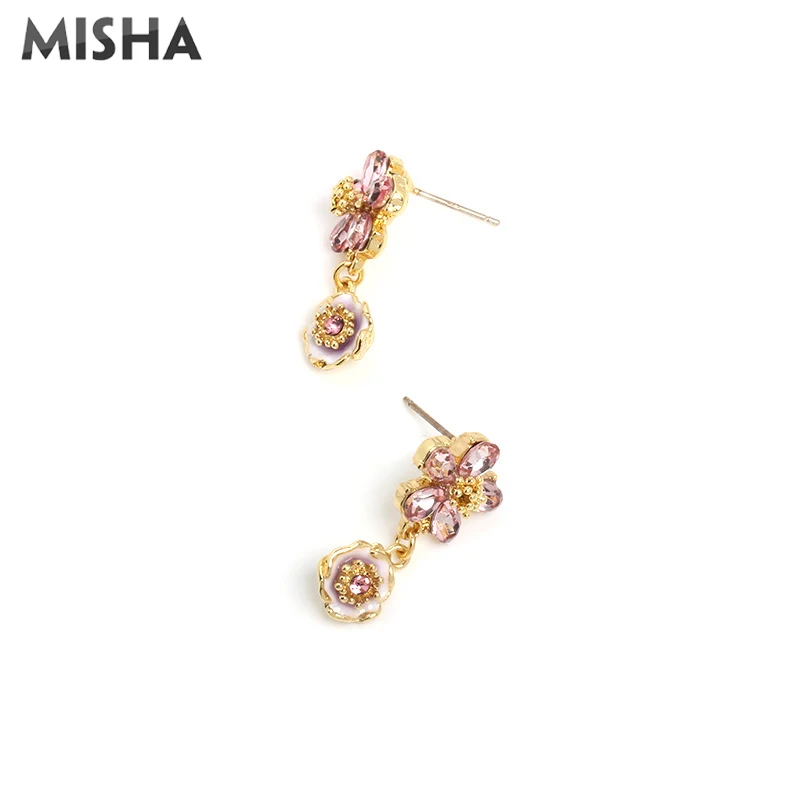 MISHA модные серьги для женщин высококачественное глянцевое покрытие цветы серьги гвоздики для девочек шикарные ювелирные изделия для вечерние свадебные 1090