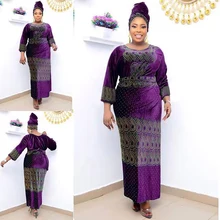 

MD 3 Pieces Sets Women Clothes Velvet Top Skirt Suit With Turban African Elegant Party Robe Dashiki Outfit Muslim Fashion Dress