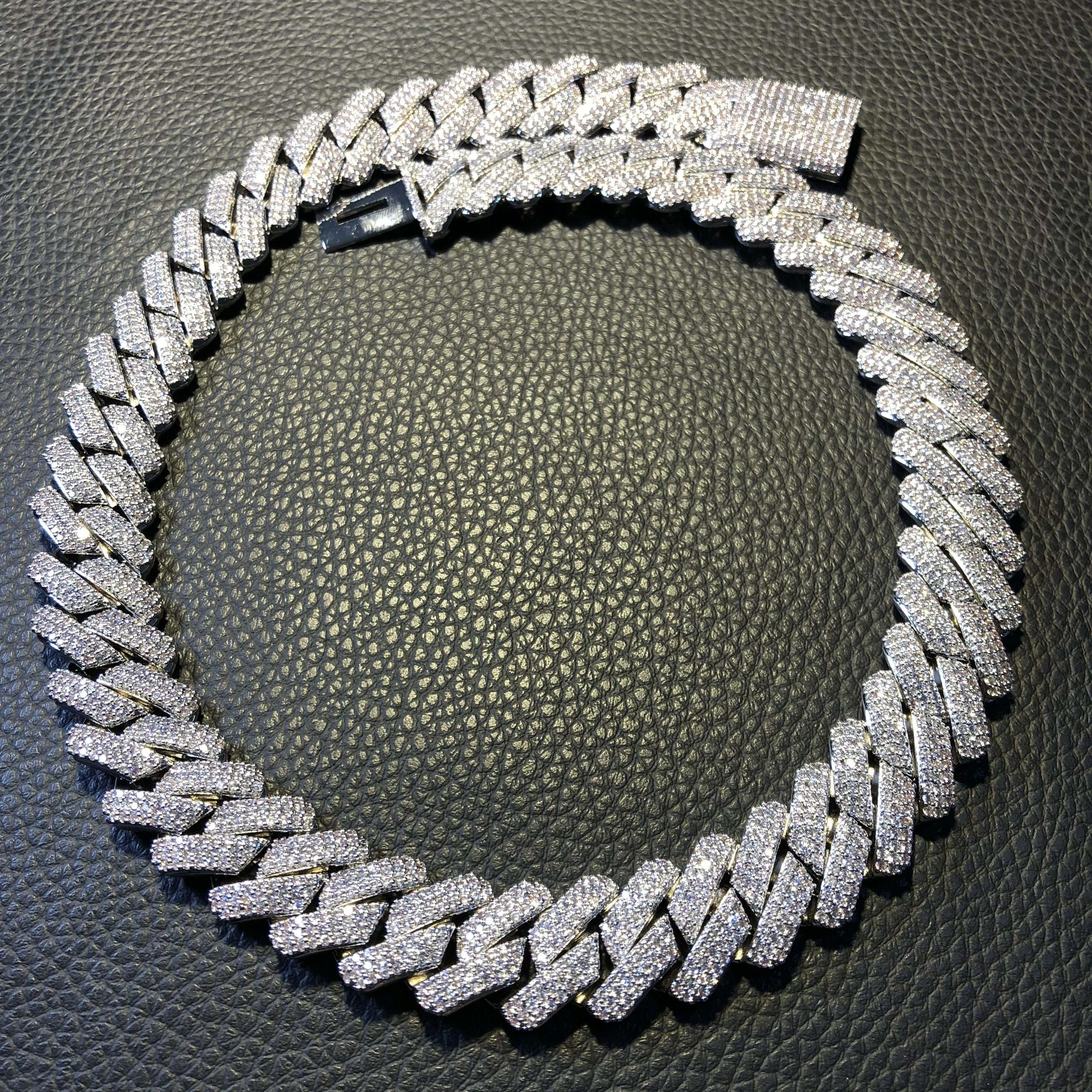 Цепочка мужская из 18-каратного золота с фианитом 19 мм | Украшения и аксессуары