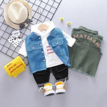 

HYLKIDHUOSE 2019 Toddler Infant Clothes Suits Autumn Baby Boys Clothing Sets Vest Hooded T Shirt Pants Children Casual Costume