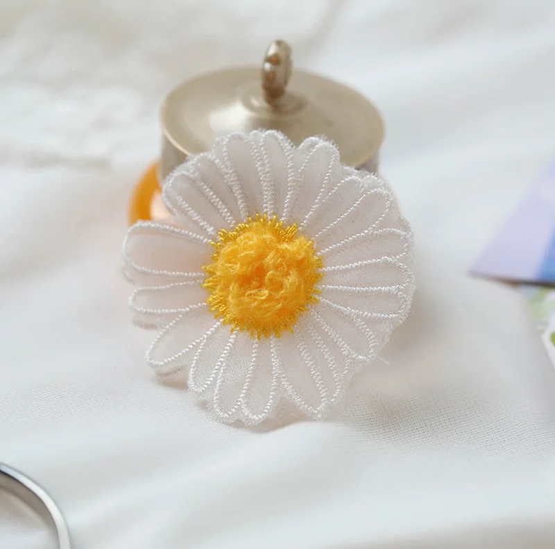 6 шт./лот вышитая ромашка из органзы Цветочная аппликация на одежду сделай сам