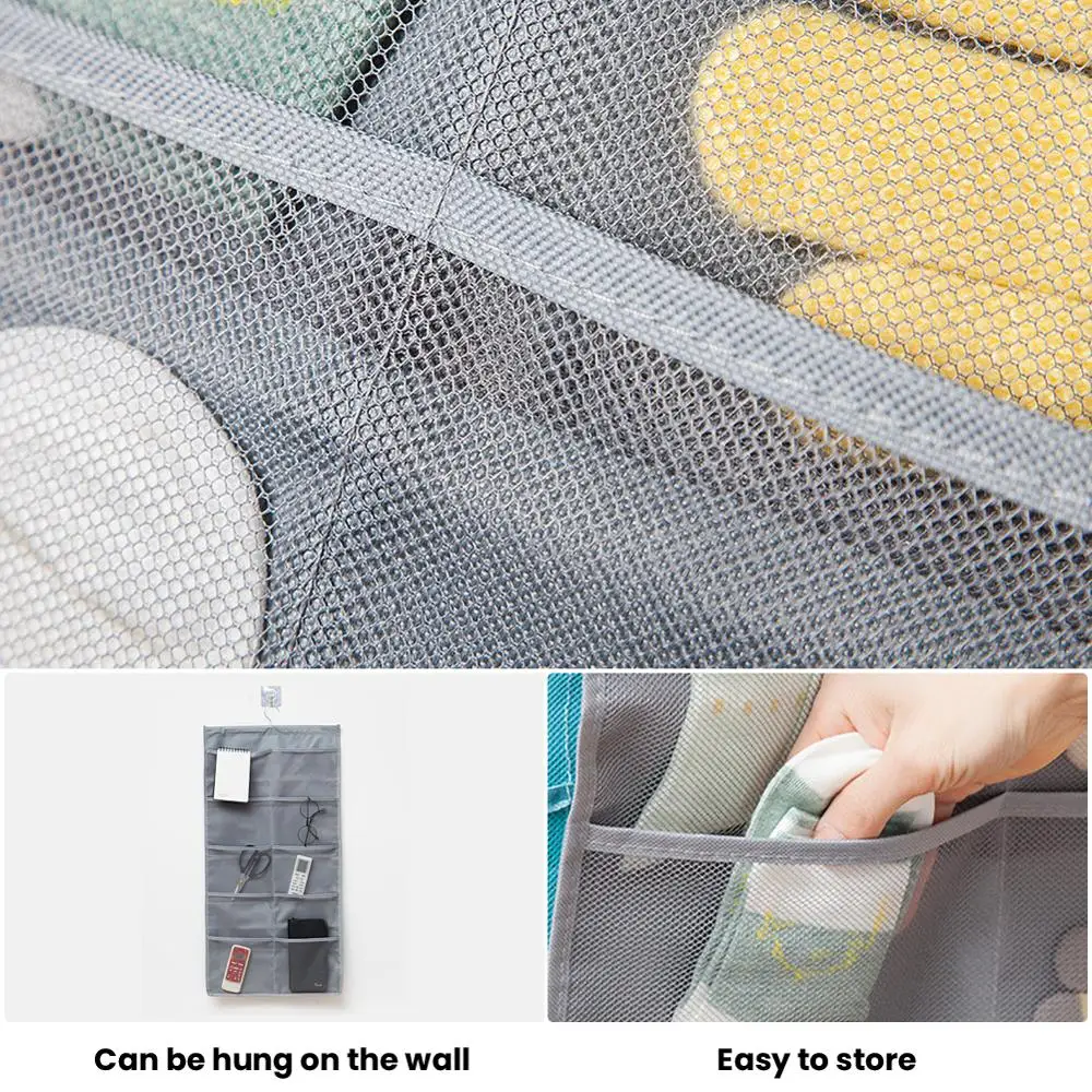 Dual-Sided Closet Hanging Organizer Hanging Closet Mesh Pockets Organizer Socks Oxford Storage Bag