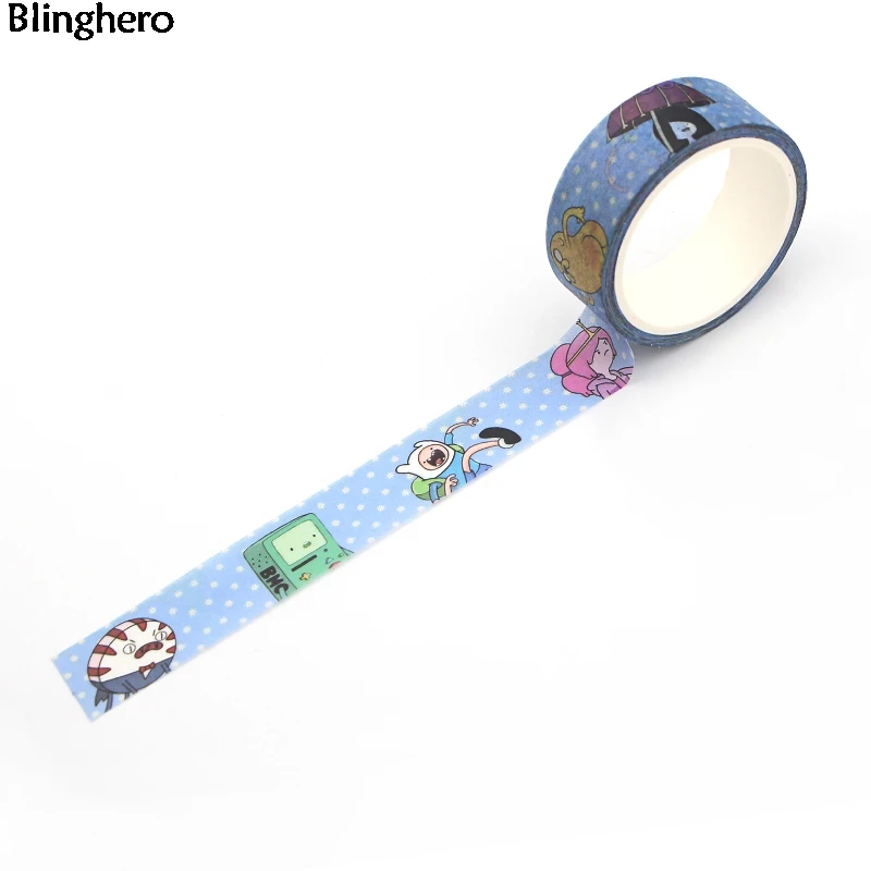 10 шт./компл. Blinghero из мультфильма «Время приключений» 15 мм х 5 м лента Washi мультфильм изоляционная лента Скотч для монтажа светодиодных лампочек канцелярские наклейки с лентами BH0001