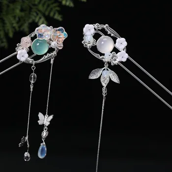 

Flowergirls16g/15.3g Tassel Hairpin Hanfu Accessoriescopper1pcsgreen/white