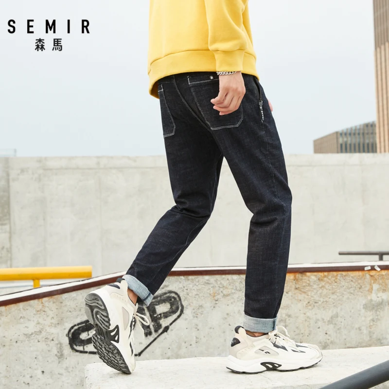 Semir джинсы мужские осенние и зимние ноги брюки мужские корейские трендовые брюки Harajuku стиль эластичный пояс винтажные брюки