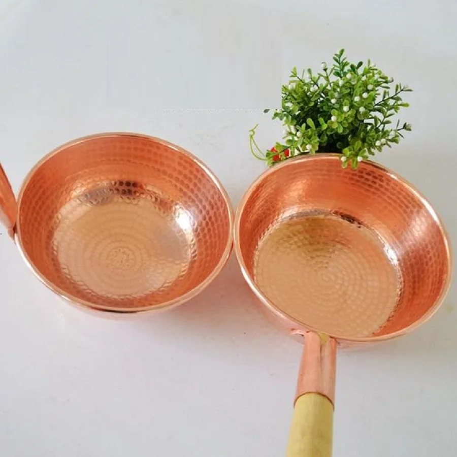

Handmade Pure Copper Rice Noodle Soup Pot Thick Wooden Handle