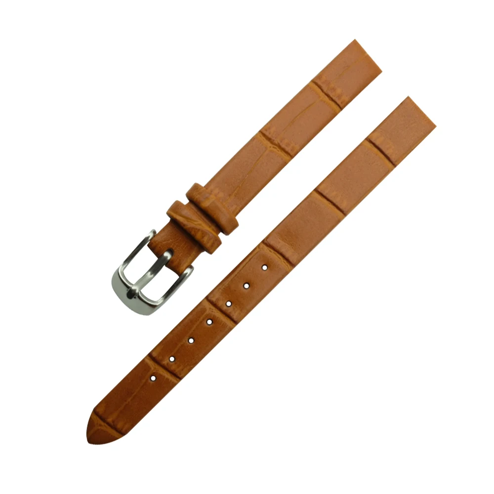 light brown 8 мм 10 мм для женщин Высокое качество для женщин девочек Мягкая Обычная натуральная кожа ремешок для часов из воловьей кожи ремешок для часов браслет - Band Color: light brown