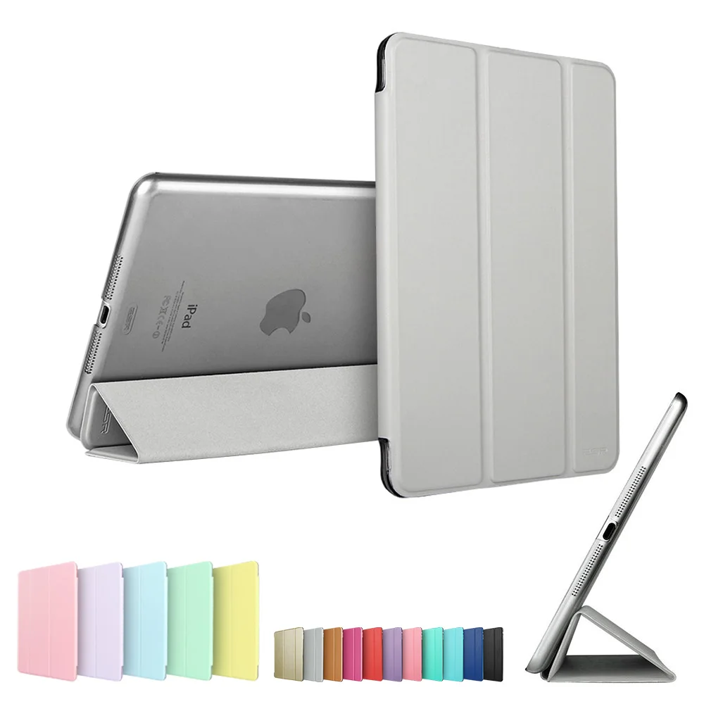Чехол для iPad Mini 3 2 1, ESR из искусственной кожи, силиконовый мягкий чехол, трехслойная подставка, Авто Режим сна/Пробуждение, умный чехол для iPad Mini 2, чехол - Цвет: Silver Grey