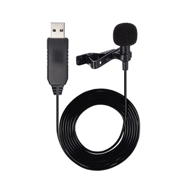Черный USB всенаправленный нагрудный микрофон с галстуком воротник рубашка клип для ПК компьютер Ноутбук VH99 - Цвет: Черный