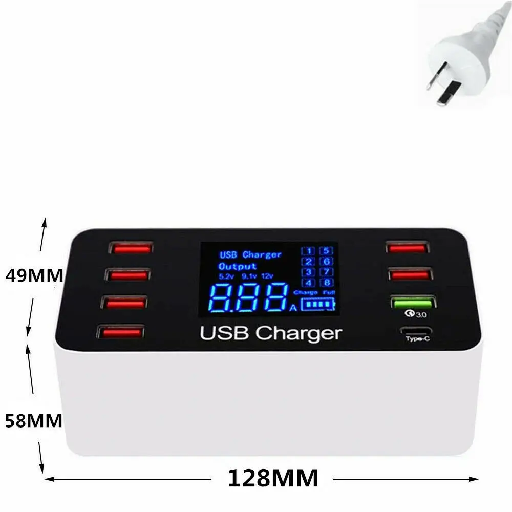 8 многопортовый USB зарядное устройство для телефона Быстрый ЖК-светодиодный адаптер для настольной док-станции