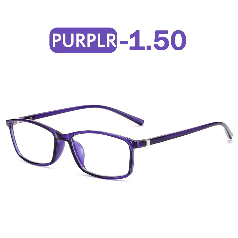 Purple -150 Iboode 0-1,0-1,5-2,0-2,5-3,0-3,5-4,0 готовой близорукость очки Для мужчин Для женщин от вредного синего излучения квадратный студент очки для близоруких каркасные - Цвет оправы: Purple -150