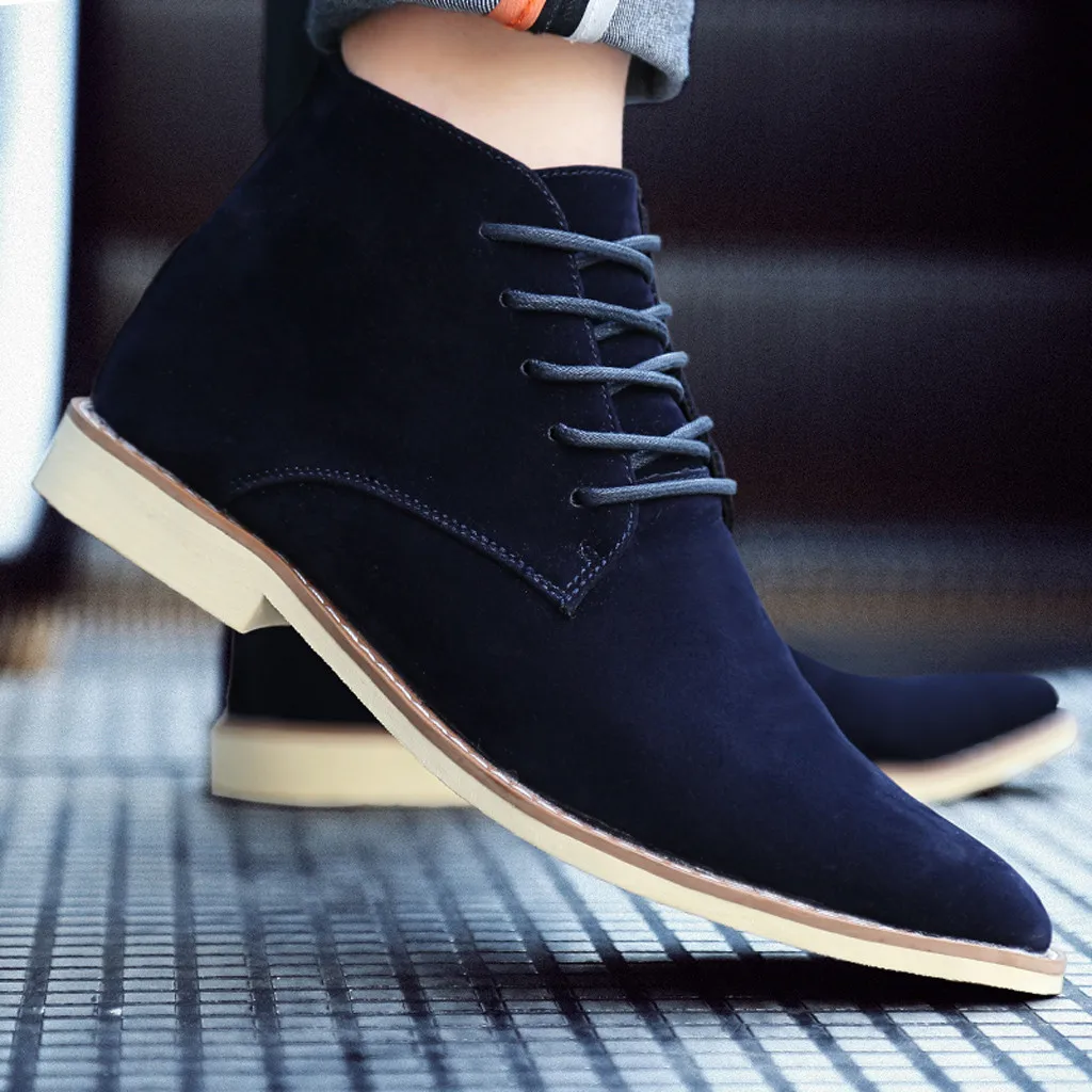 JAYCOSIN; мужские кожаные ботинки; Дизайнерские ботильоны на шнуровке; модная обувь из искусственной кожи высокого качества с острым носком; мужские ботинки «Челси» на плоской подошве
