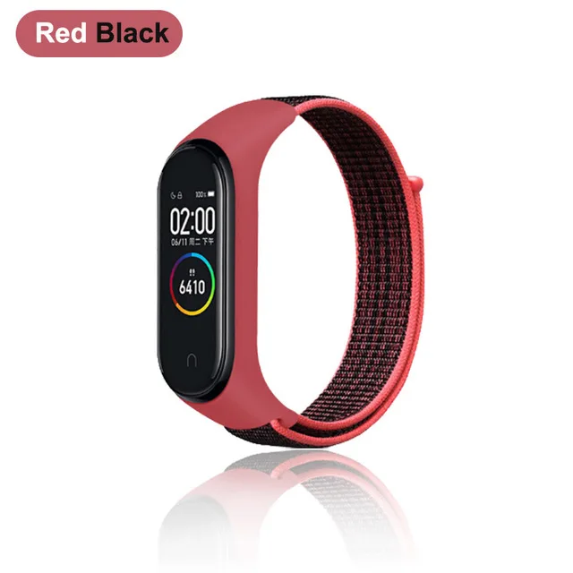 Нейлоновый ремешок-петля для Xiaomi mi 4 сменный дышащий браслет mi band 4 band 3 спортивный браслет для mi band 3 band 4 Stra - Цвет: Red Black