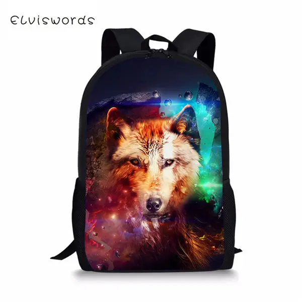 CDWX3769C ELVISWORDS модный детский рюкзак с принтом волка из мультфильма, школьный рюкзак для малышей, крутой рюкзак для путешествий с животными - Цвет: CDWX3769C