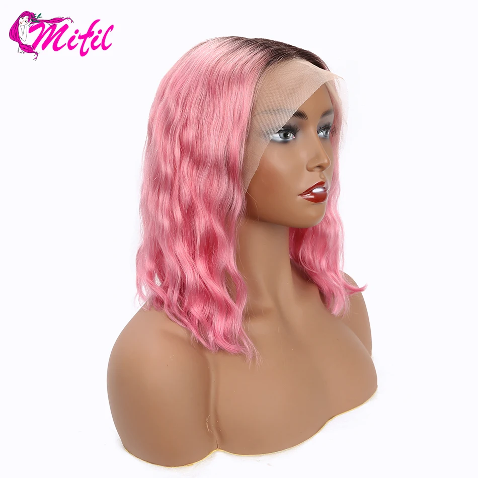 Mifil Кружева передние парики из натуральных волос Реми бразильские волнистые волосы, для придания объема, 613 блондинка парик 13x4 ухо кружева светильник коричневый Цветной - Цвет волос: 1B Hot Pink