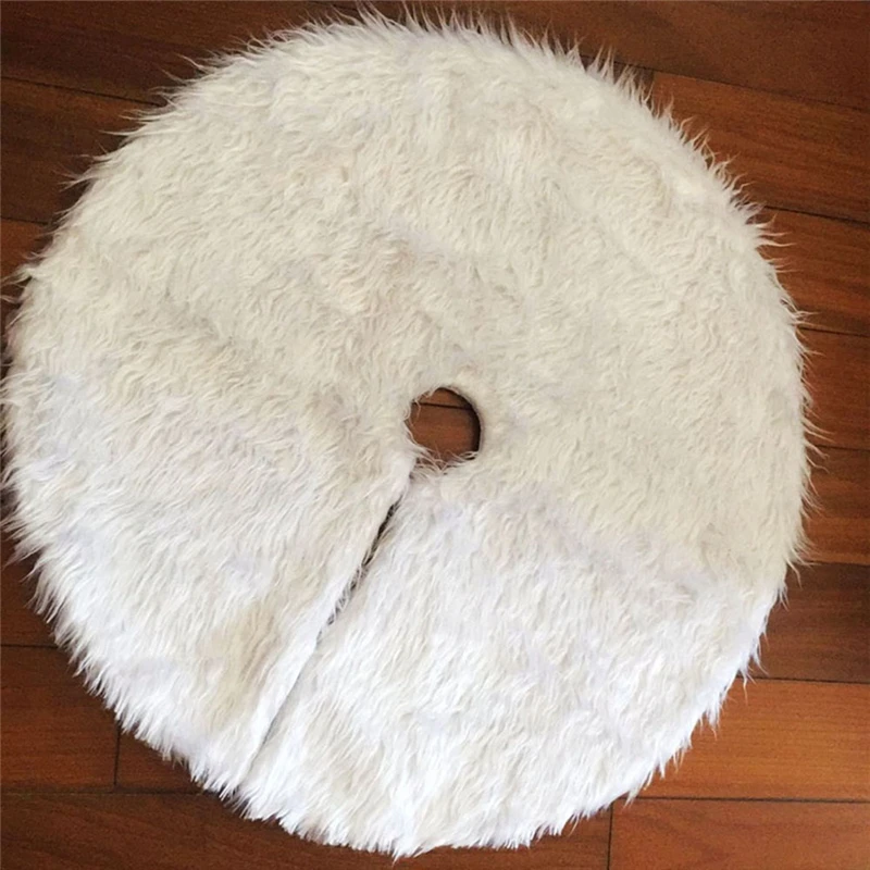 1pc White Plush Christmas Tree Skirts Fur Carpet Merry Christmas Decor Home Natal Tree Skirt New Year Decor Base Floor Mat Cover - Цвет: Белый