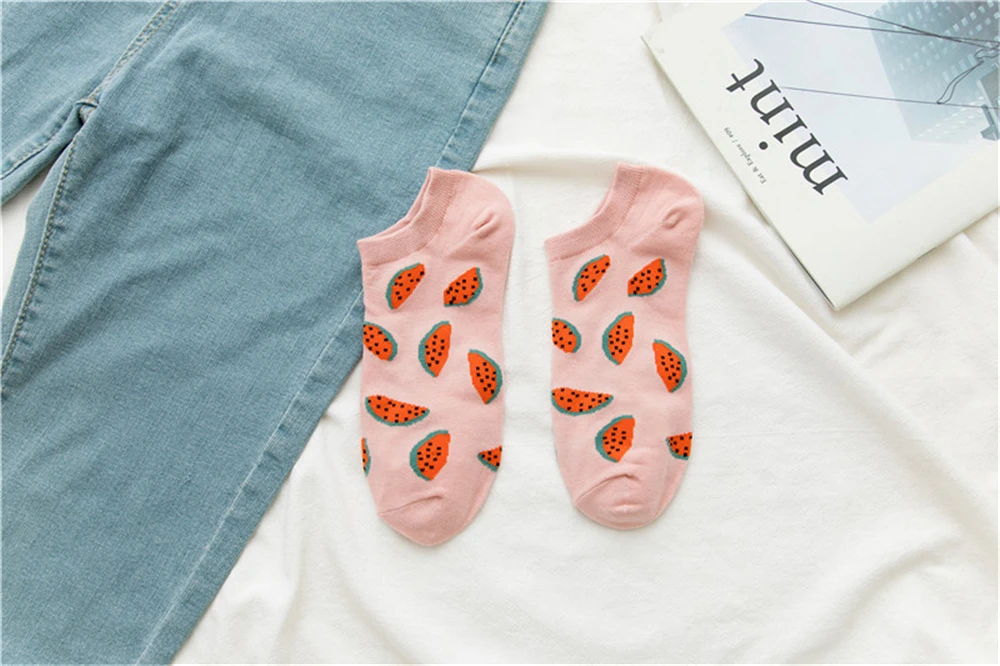 Mädchen Mode Sommer Lustige Nette Cartoon Glückliche Frucht Socken Avocado Erdbeere Wassermelone Banane Zitrone Pfirsich Sokken – Detail 17