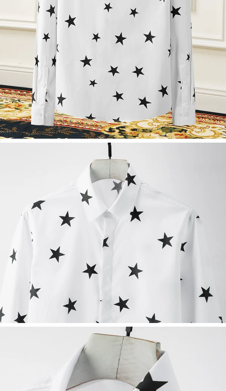 Чистая мужская хлопковая рубашка с длинными рукавами и принтом Chemise homme брендовая деловая мужская одежда рубашки тонкие повседневные мужские рубашки