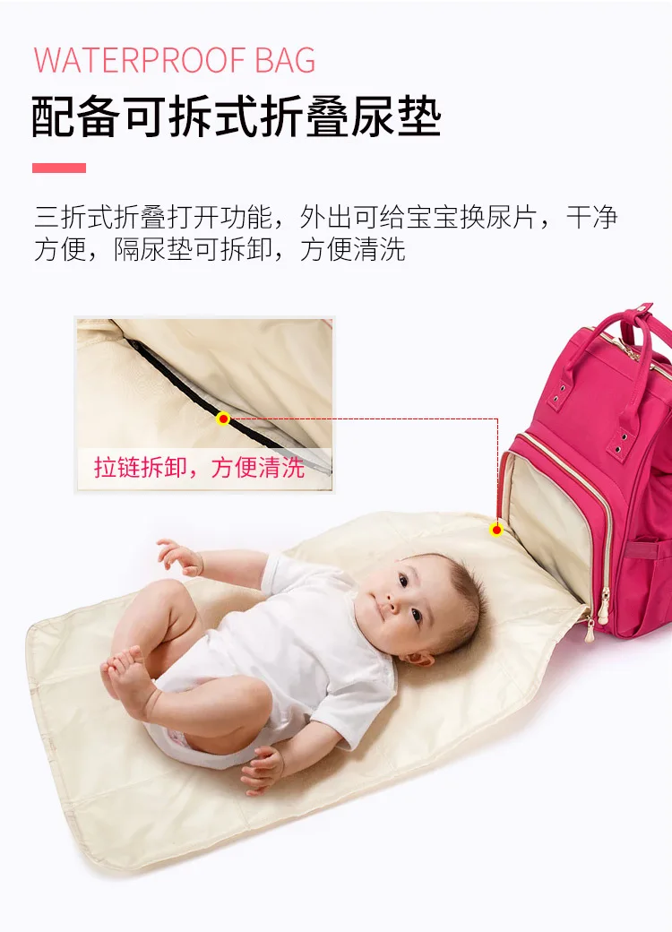 Upgrade shoulder Mummy bag Multi-function large capacity mother and baby bag Portable diaper backpack