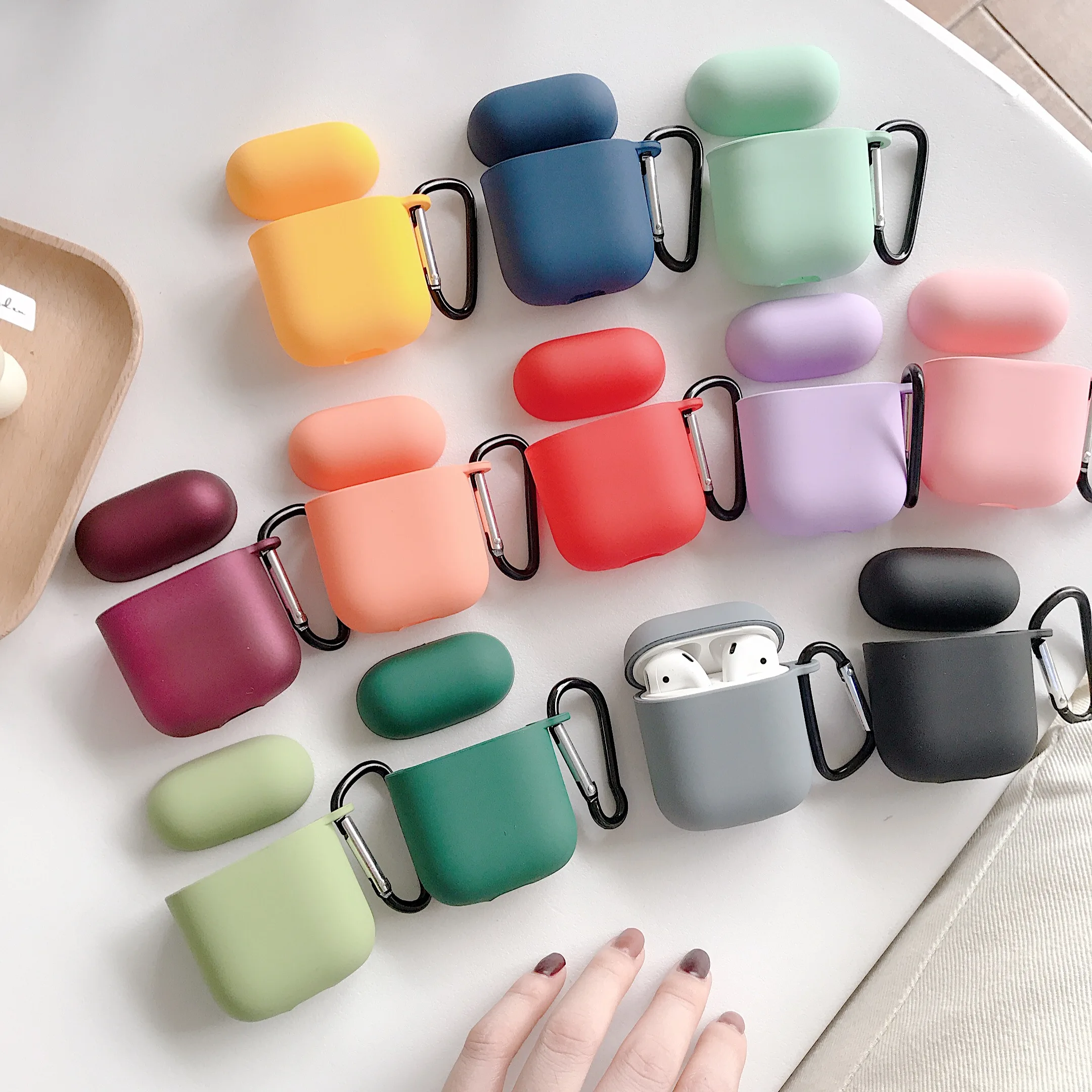 Для Apple Airpods 1 2 беспроводной Bluetooth чехол для наушников карамельный цвет мягкий ТПУ чехол для Apple Air Pods чехол с брелоком