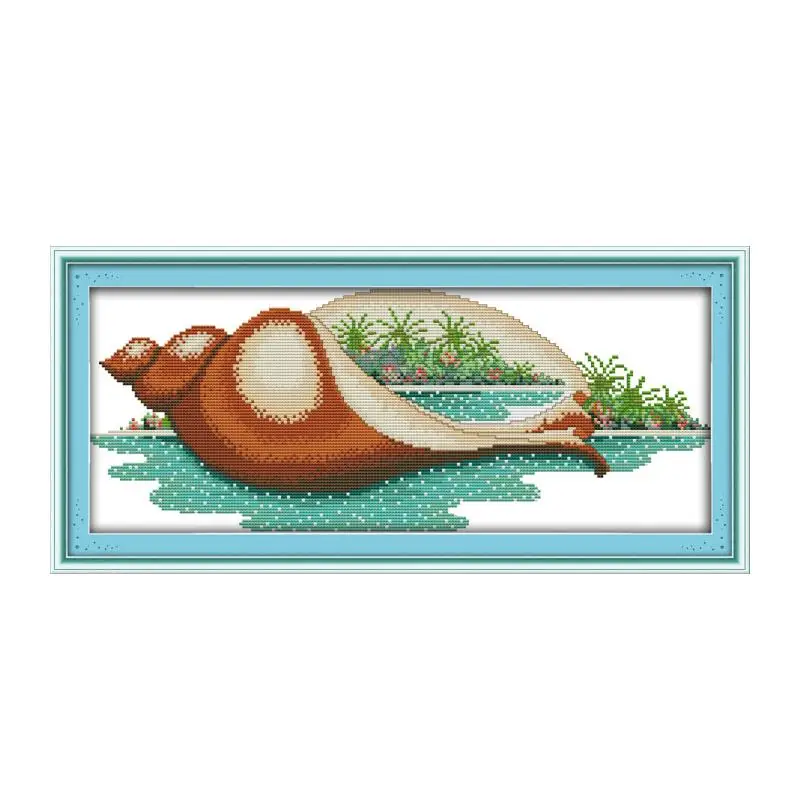 The scenery in the conch cross stitch kit landscape 14ct 11ct count print canvas stitches embroidery DIY handmade needlework | Дом и сад