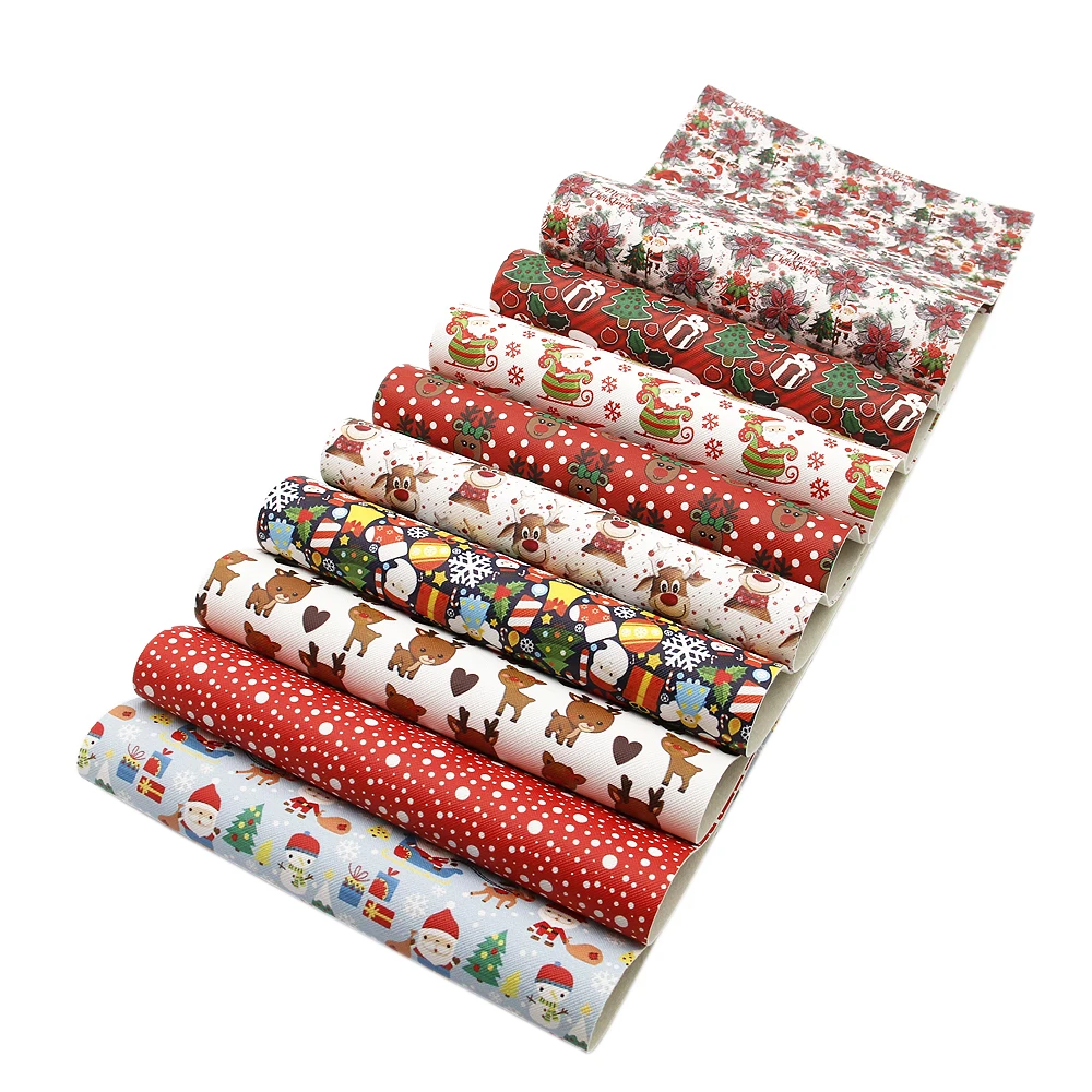 New 20*34cm Christmas Synthetic Leather Patchwork For Hair Bow Handbags Handmade Materials DIY,1Yc4848