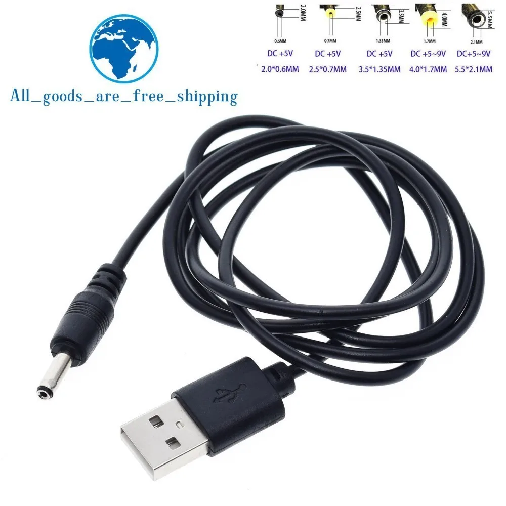 USB порт 2,0*0,6 мм 2,5*0,7 мм 3,5*1,35 мм 4,0*1,7 мм 5,5*2,1 мм 5 В DC баррель Jack разъем питания кабель 1 м