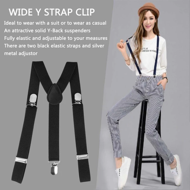 Unisex Teens Men Ladies Adjustable Slim Trouser Braces Suspenders Back Clip  