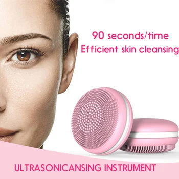 

Drop Ship Silicone Face Cleaning Mini Ultrasonic Electric Massage Brush Cleansing Machine Waterproof Silicone Washing Tools
