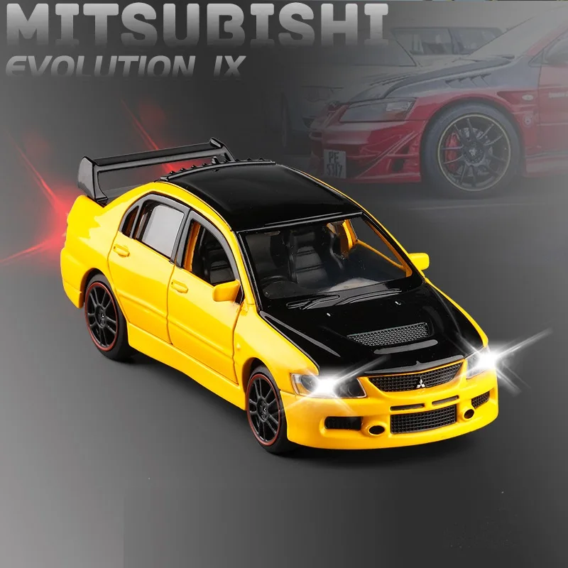 JackieKim 1:32 Мицубиси Лансер EVO IX звук и свет откатной литой модельный автомобиль - Цвет: Yellow-Black