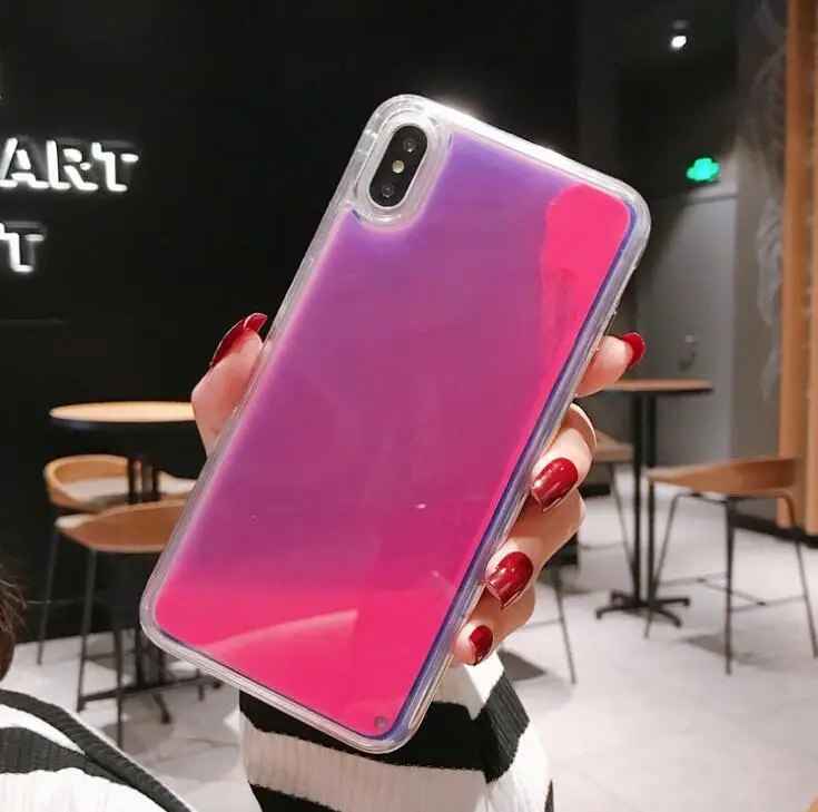 Жидкий светящийся неоновый песок зыбучий песок чехол для телефона для Xiaomi Redmi Note 7 Pro светится в темноте для Redmi Note 8 Pro Чехол - Цвет: Purple