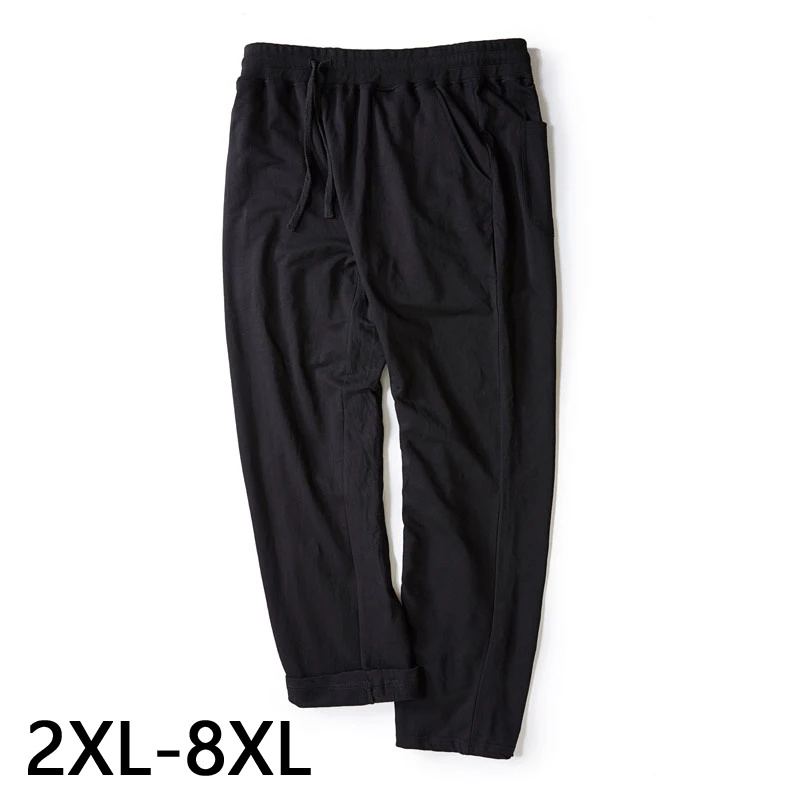 7XL 8XL мужские тонкие повседневные хлопковые брюки с карманами больших размеров
