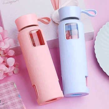 

Creative Double Layer Glass Cup Colored Drinking Durable Tea Clear Glass Cups Lid Copos Glassware Bottle Glass Products W