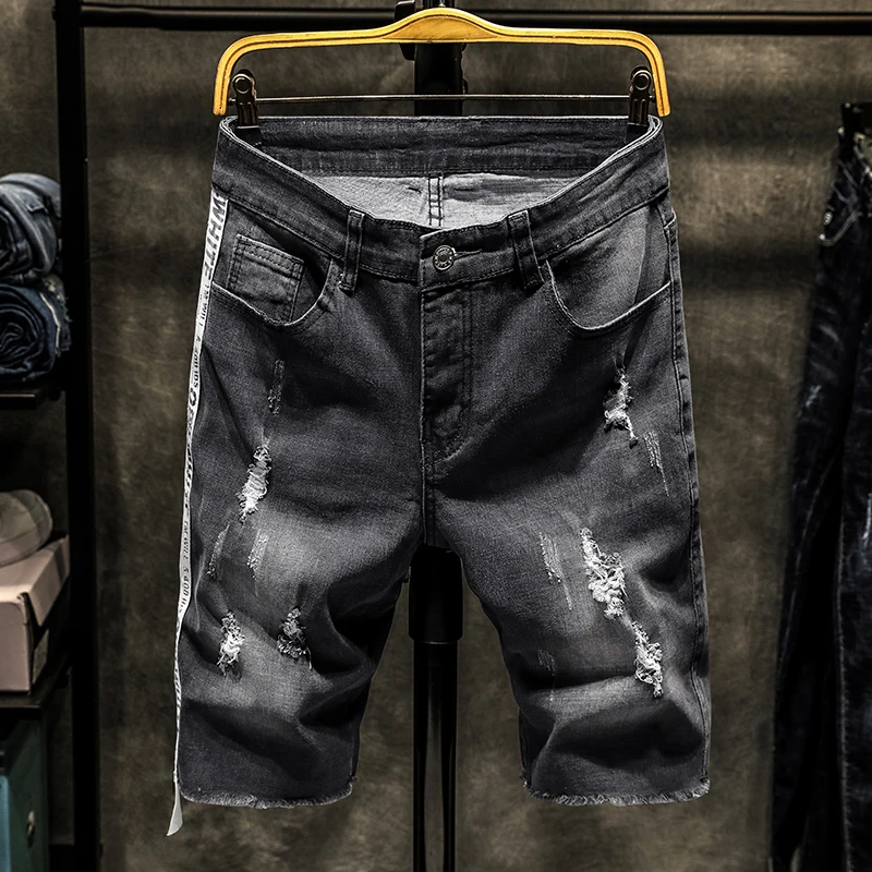 Поп Мода Досуг для мужчин рваные короткие брендовые джинсы Летняя одежда красивые дышащие хлопковые шорты Измельчающие джинсовые шорты человек