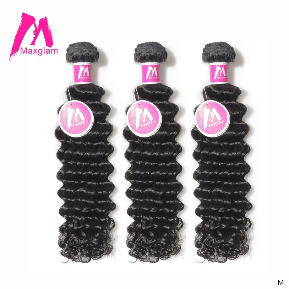  Human Hair Weave Bundles Deep Wave Brazilian Short Natural Color Remy Hair Extension Long for Black