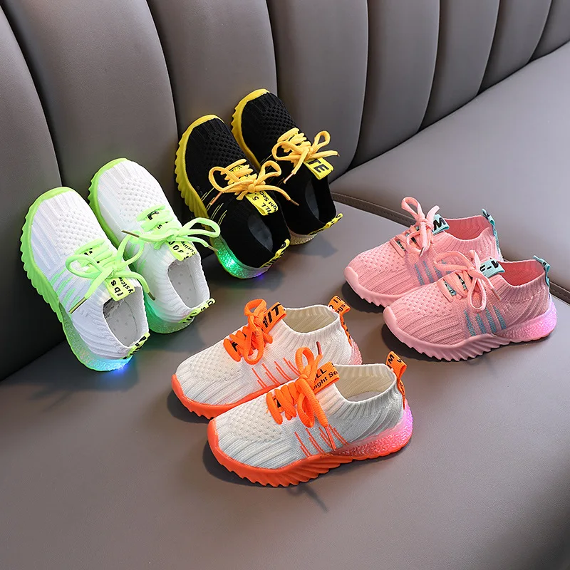 Size 21-30 Children&amp#39s Led Shoes Boys Girls Lighted Sneakers Glowing for Kid Baby with Luminous Sole | Детская одежда и обувь