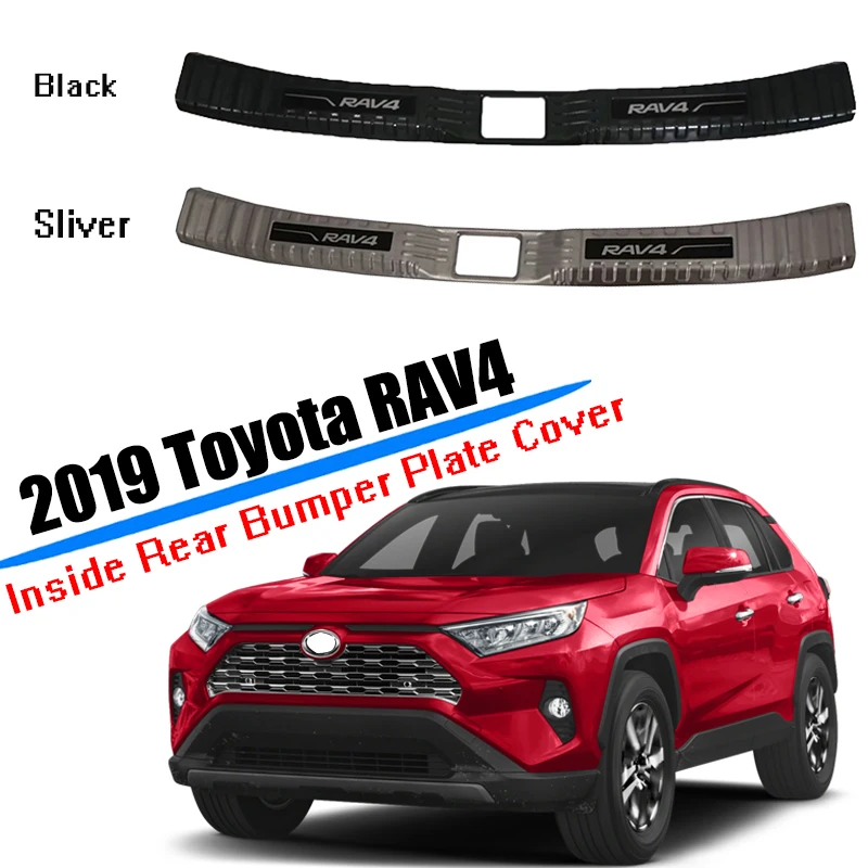 Для Toyota RAV4, автомобильный багажник, внутренний задний бампер, накладка на педаль, накладка на панель, Черная Нержавеющая Сталь, аксессуары для стайлинга автомобилей