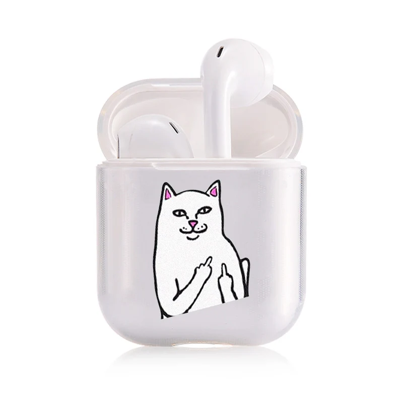 Мягкий чехол с мультяшным рисунком для AirPods милый чехол прозрачный силиконовый Bluetooth наушники защитный чехол для Apple Airpods 1/2 чехол Despise Cat - Цвет: I201423