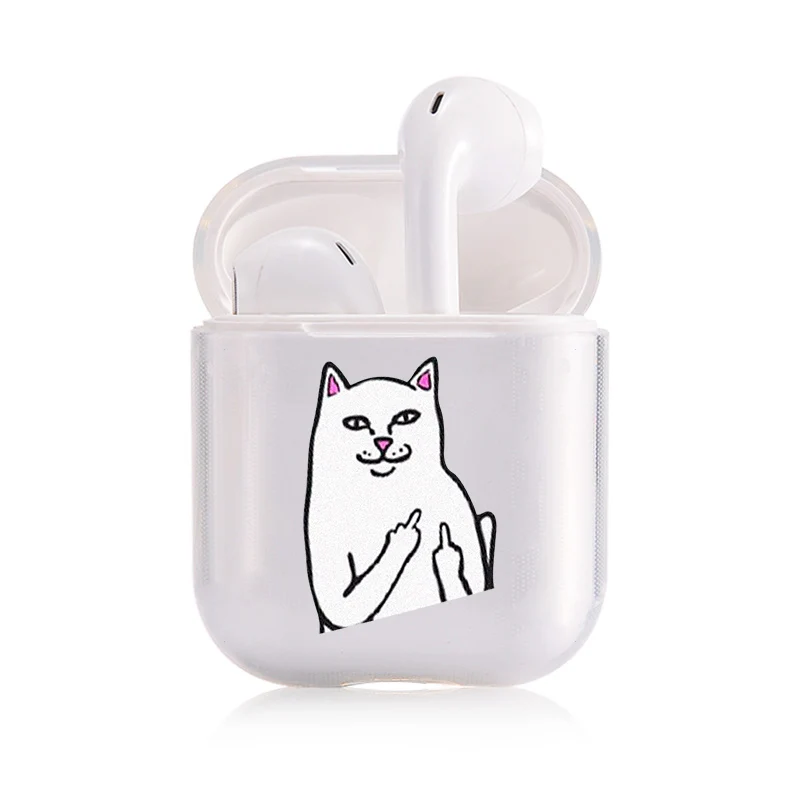 I201423 Мягкий чехол с мультяшным рисунком для AirPods милый чехол прозрачный силиконовый Bluetooth наушники защитный чехол для Apple Airpods 1/2 чехол Despise Cat - Цвет: I201423