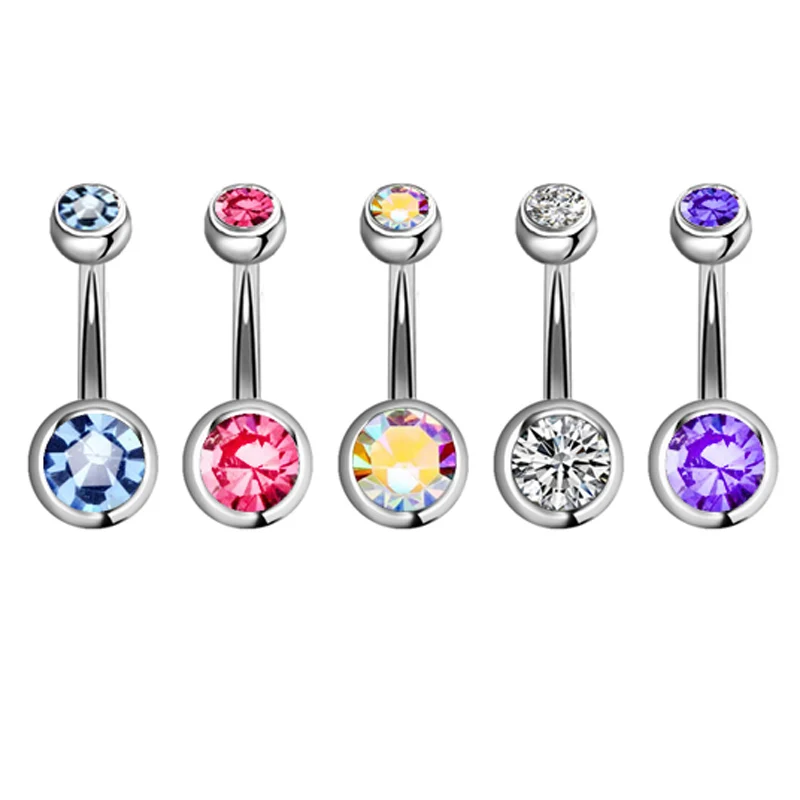5pcs 1Set Navel Piercing Surgical Steel Belly Piercings Sexy Piercing Ombligo Ear Piercings Navel Earring Gold Body Jewelry Pircings - Окраска металла: 5pcs