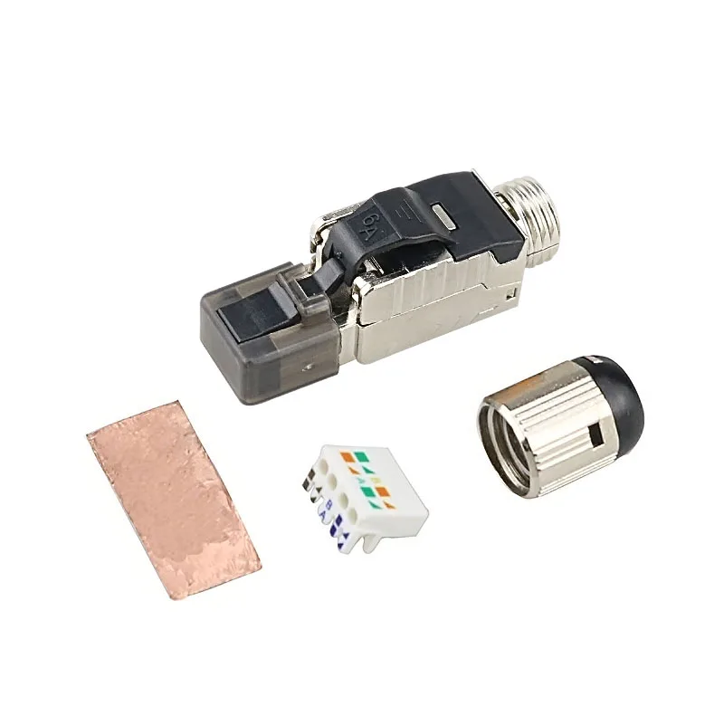 Cat 6A Cat7 Cat 8 RJ45 соединительный инструмент свободный легкий Джек Экранирование RJ45 металлический плагин для высечки поля Cat 7 Cat 8 22-24AWG - Цвет: Cat6A Plug