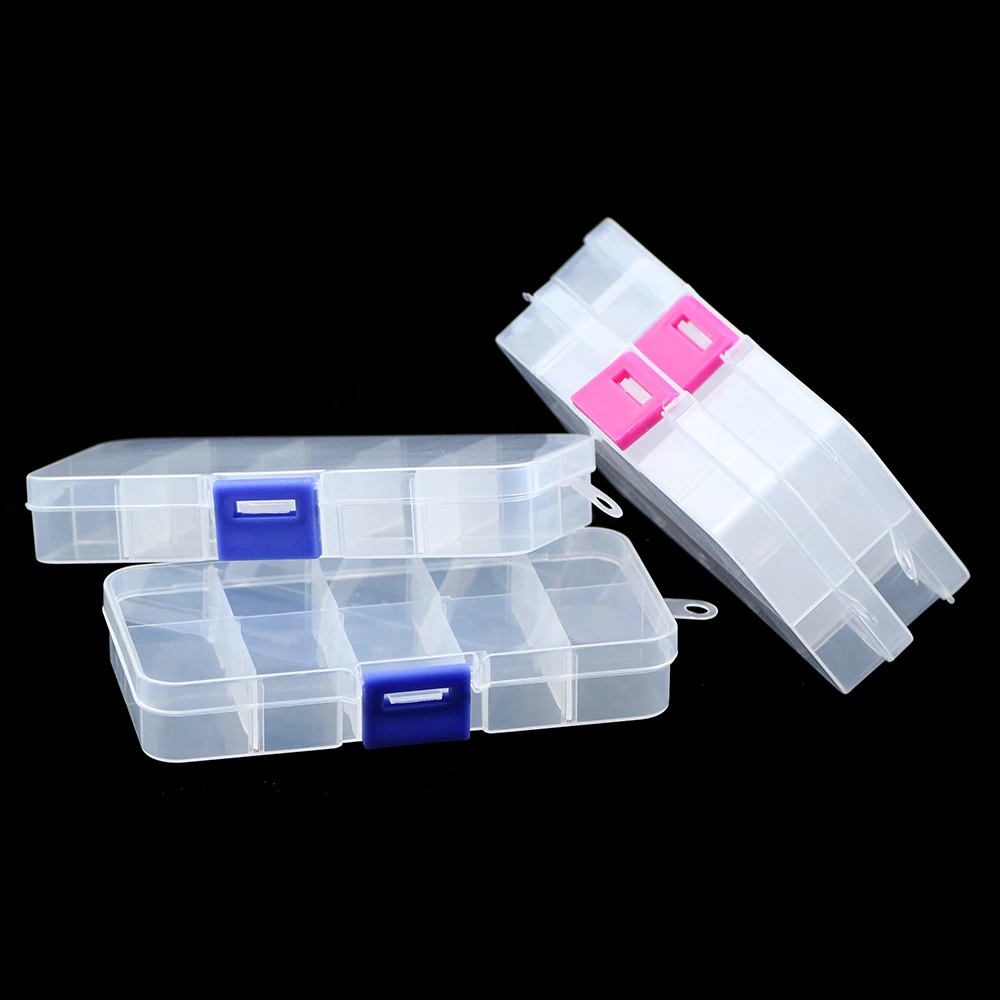 

YHBZRET 8 Slots Adjustable Plastic Storage Box packaging transparent Tool Case Craft Organizer box DIY Jewelry Beads Gift Boxes