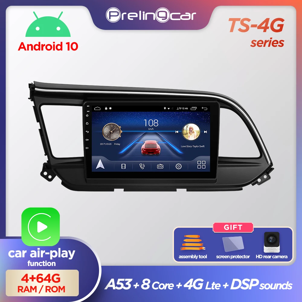 Автомобильный мультимедийный проигрыватель Prelingcar 4G LTE Android 10 0 с gps видеоплеером