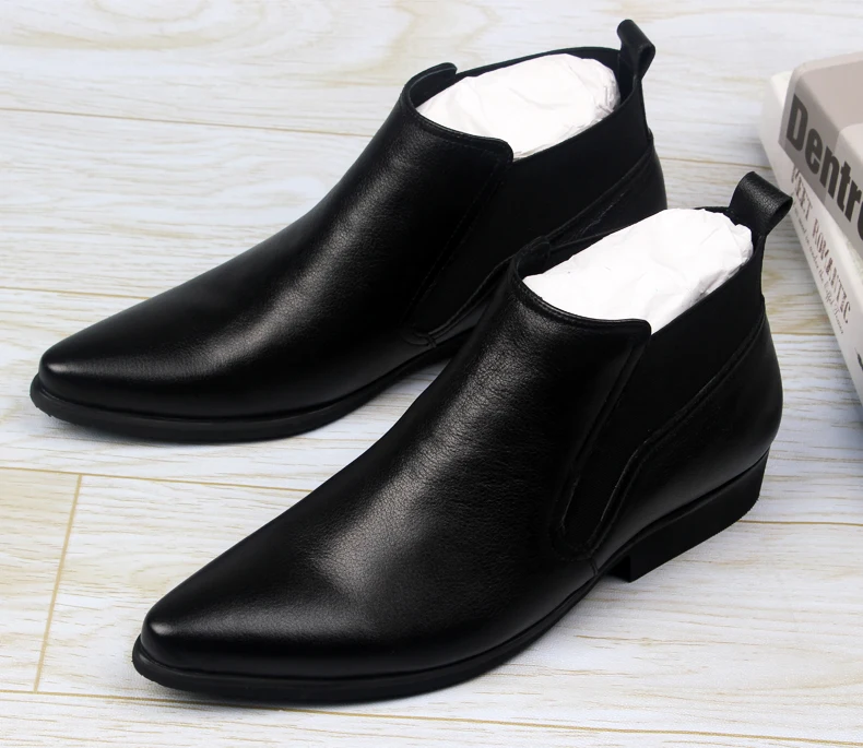 Ботинки Челси Wingtip мужские натуральная кожа коровья классические сапоги замша на