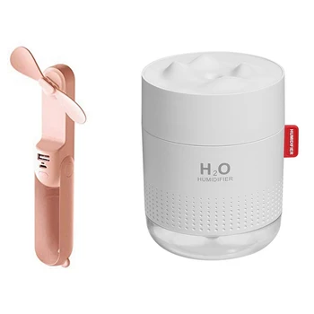 

Handheld Mini Fan Lovely Small Bear USB Foldable Pink & 500ML Air Humidifier Aroma Essential Oil Diffuser