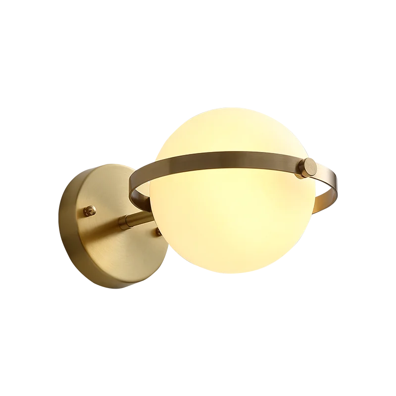 Modern Copper Wall Lamp Adjustable White Glass Sconce Luminaire Ball Light Art Hom lampara techo Indoor Corridor Lights