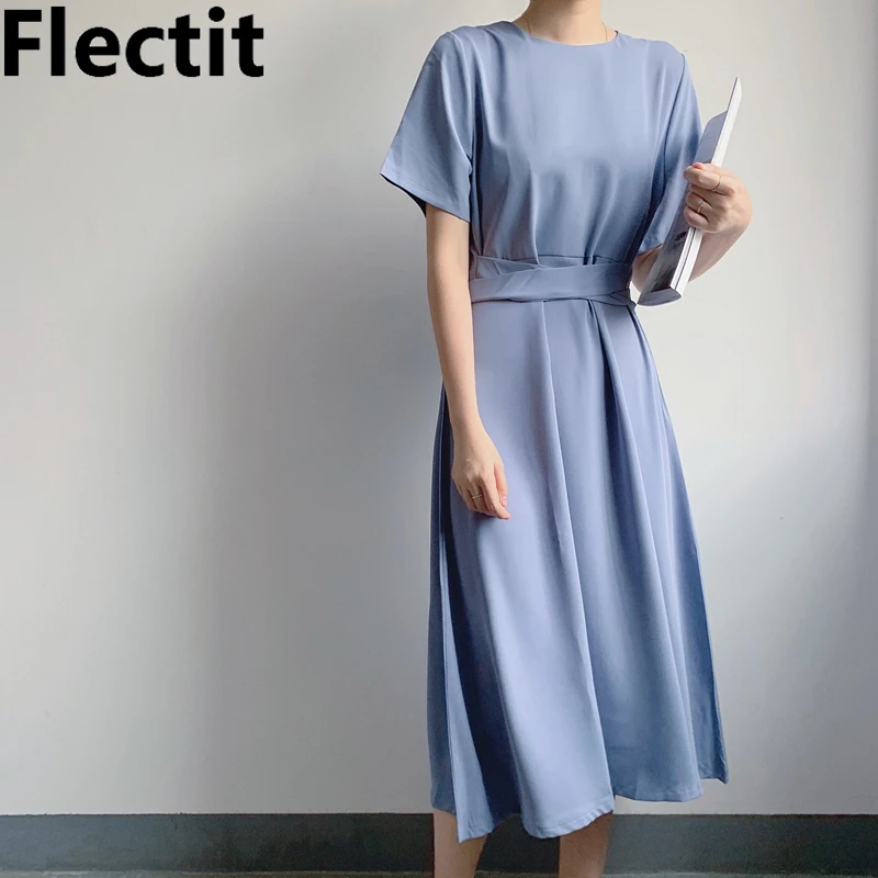 Женское длинное шифоновое платье с поясом Flectit Dusky розовое голубое белое