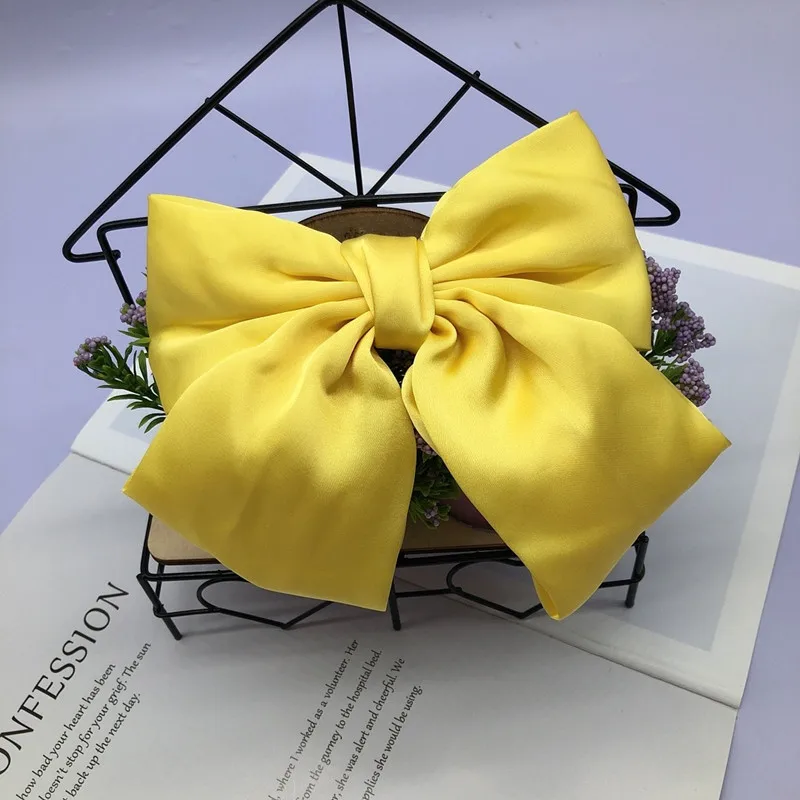 yellow Мягкие шифоновые заколки для волос, модные заколки для волос, заколка с большим бантом для женщин и девушек, атласные трендовые женские шпильки, аксессуары для волос - Цвет: yellow