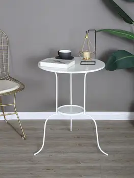 

Nordic Small Round Table Casual Coffee Table Bedside Table Simple Bedroom Dining Table Home Small Apartment Iron Coffee