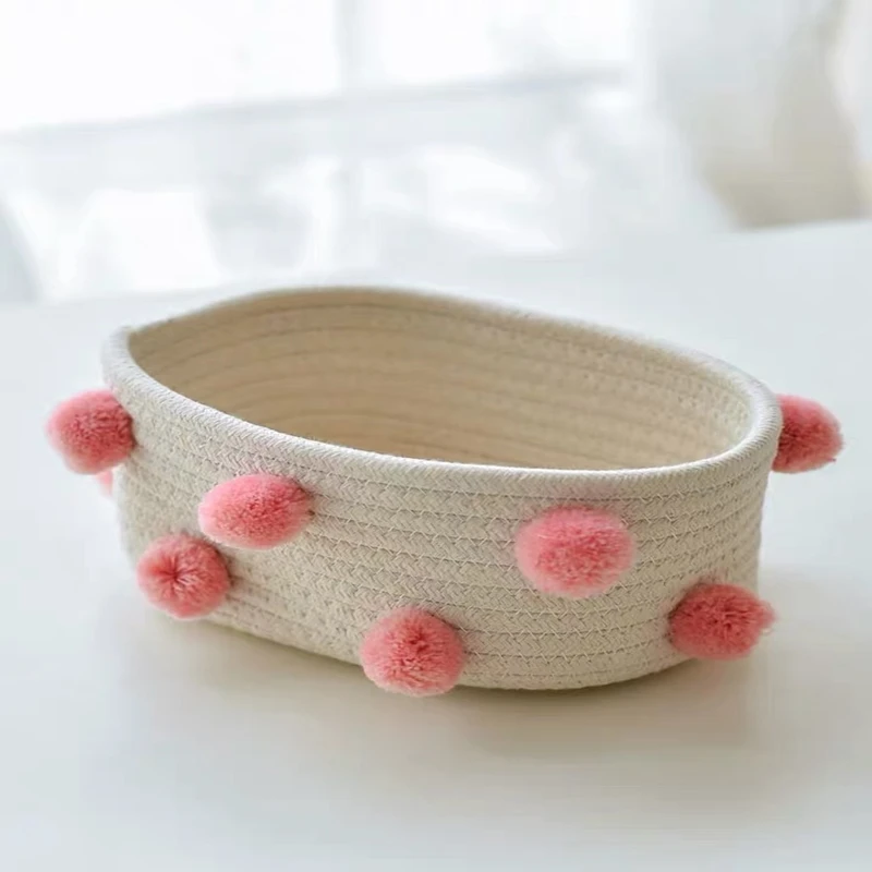 Pink receive basket cotton thread ball Nordic sitting room decorates sundry cosmetics to store basket indoor household articles